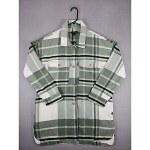 Banana Republic Shirt Jacket Shacket Women's Size Large Wool Blend Plaid Green